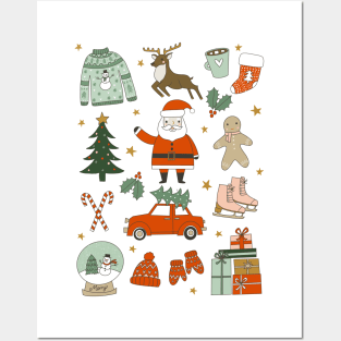 Christmas doodles Posters and Art